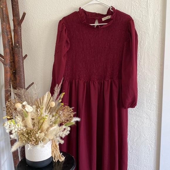 Roolee Dresses & Skirts - Roolee smocked burgundy dress. Size XL.